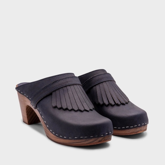 No. 6 Shoes - No. 6 Kiltie Leather Clogs Indigo 37